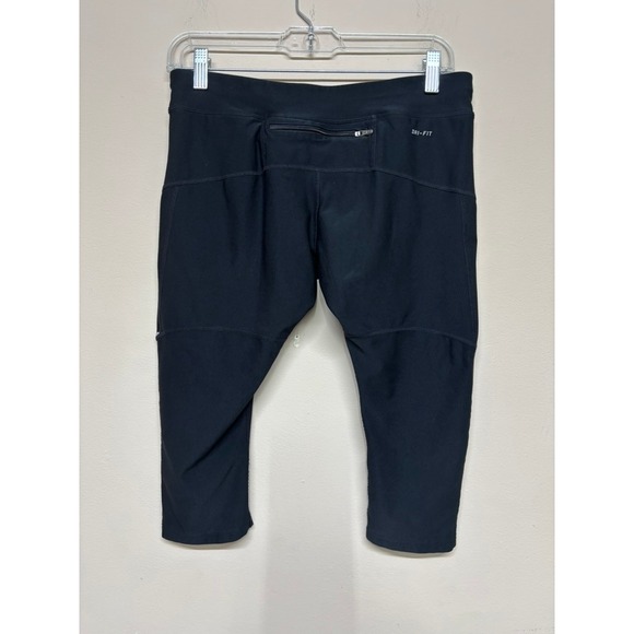 Nike Dri-Fit Black Cropped Leggings Women's Size Large Athletic Capri Athleisure - Picture 5 of 5